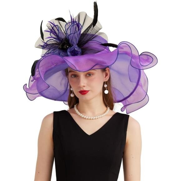 Women's Kentucky Derby Church Dress Hat 03-violet - Picture 1 of 7